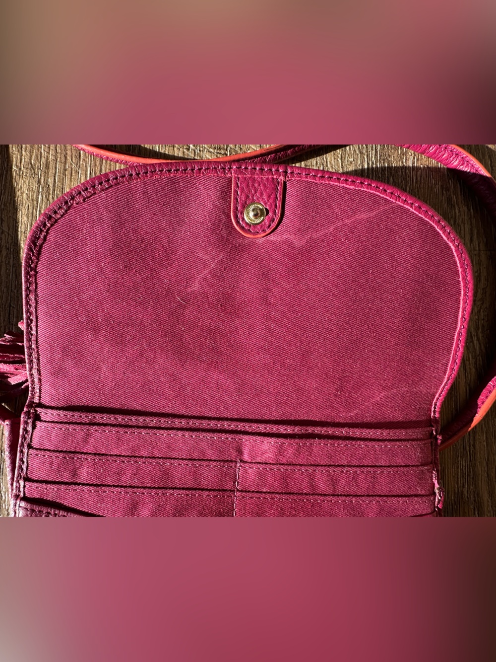 Fossil Sophia Pebble Leather Crossbody Wallet Bag โ Raspberry Pink - Picture 5 of 8